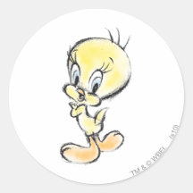 Tweety - Hand Done Round Sticker