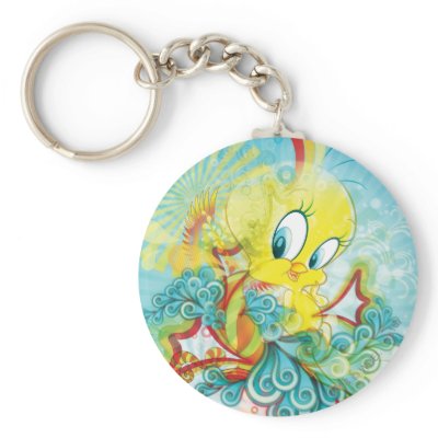 Tweety In Blue Wave keychains