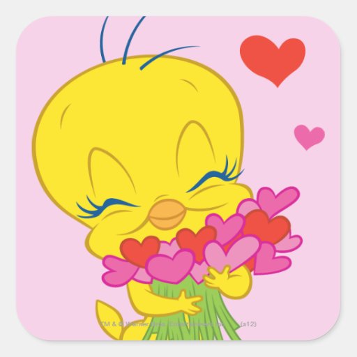 Tweety Valentine Hearts Square Sticker Zazzle