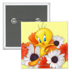 Tweety With Daisies Button Tweety With Daisies Button