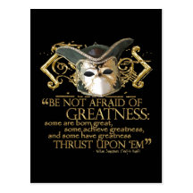 Twelfth Night Quote (Gold Version) Post Card
