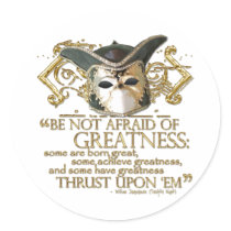 Twelfth Night Quote (Gold Version) Round Sticker