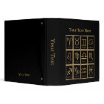 Twelve Gold Zodiac Signs Black Avery Binder