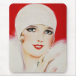 Twenties Beauty in White and Red Mouse Pad