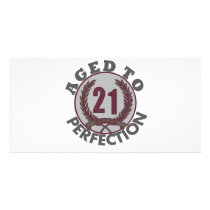 Twenty One and aged to Perfection Birthday Photo Card Template