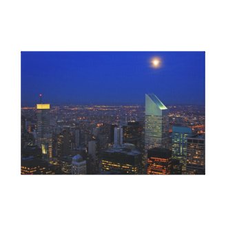 Twilght: Moonrise over the East River, NYC Canvas Print