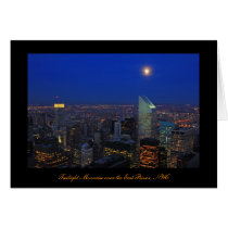 Twilght: Moonrise over the East River, NYC Greeting Card