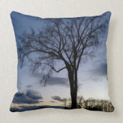Twilight At The Tree In Winter Throw Pillow throwpillow