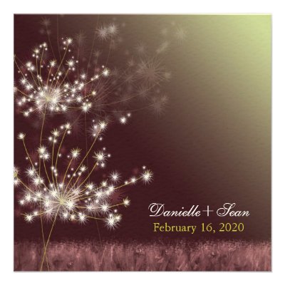 Twilight Dandelion Autumn Floral Wedding Invites