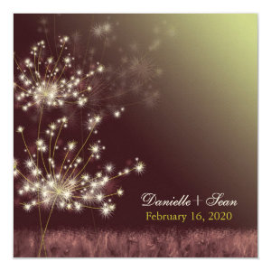 Twilight Dandelion Autumn Garden Wedding Invites 5.25