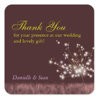 Twilight Dandelion Fall Wedding Thank You Stickers