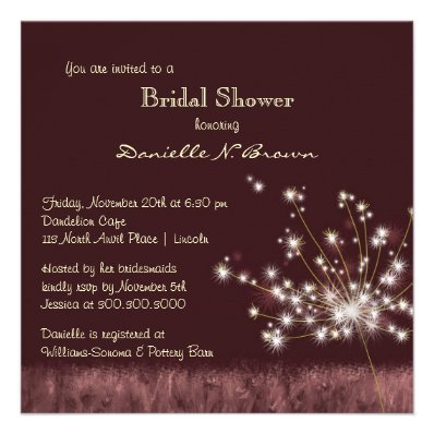 Twilight Dandelion Floral Bridal Shower Invitation