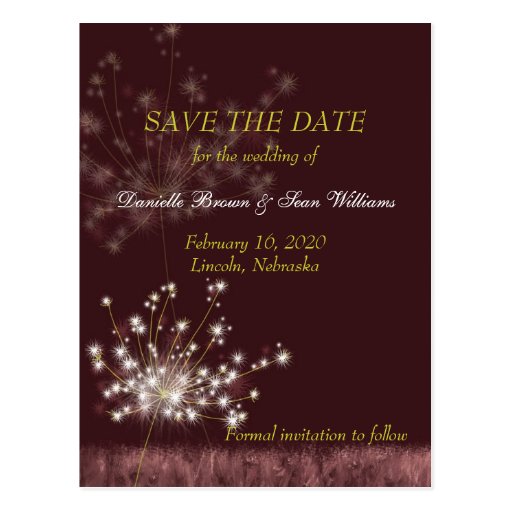 Twilight Dandelion Floral Save the Date Postcards