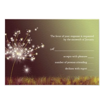 Twilight Dandelion Floral Wedding RSVP Card(3.5x5) Announcement