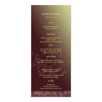 Twilight Dandelion Wedding Dinner Menu Card
