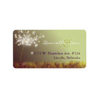 Twilight Dandelion Wedding Return Address Labels label