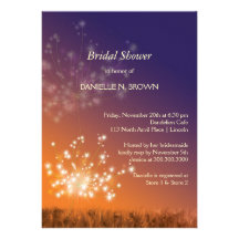 Twilight Dandelions Fall Floral Bridal Shower Invitations