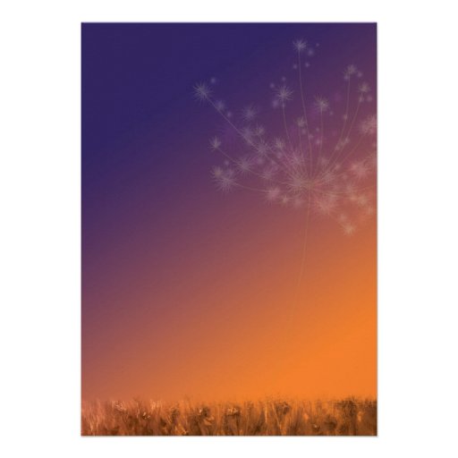 Twilight Dandelions Fall Floral Bridal Shower Invitations
