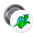 Twilight Flight - Cute Green & Blue Dragon Button