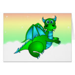 Twilight Flight - Cute Green & Blue Dragon Greeting Cards