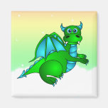 Twilight Flight - Cute Green & Blue Dragon Magnet