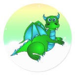 Twilight Flight - Cute Green & Blue Dragon Stickers