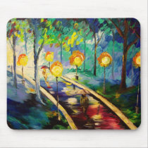 Twilight in the  Rain Mousepad mousepads