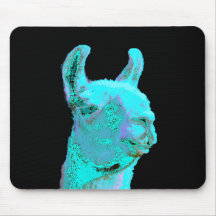 Twilight Llama, turqoise llama, llama head Mousepads