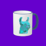 Twilight Llama, turqoise llama, llama head mugs