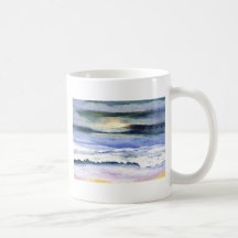Twilight Ocean Waves Beach Surf Decor Art Coffee Mugs