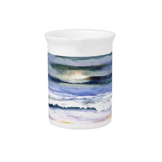 Twilight Ocean Waves Beach Surf Decor Art Beverage Pitchers