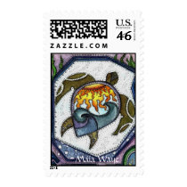 Twilight Turtle Swim Postage Stamp