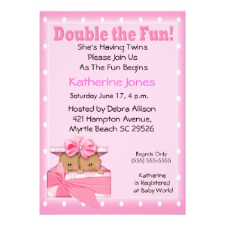 Twin African Americ an Girls Shower Invitations