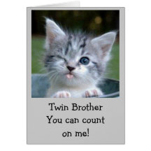 TWIN AGE HUMOR BIRTHDAY CARD KITTY STYLE