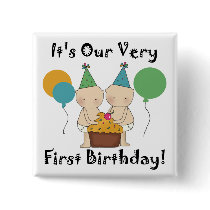 Twin Babies 1st Birthday Tshirts and Gifts buttons by kids_birthdays Twin Babies 1st Birthday Tshirts and Gifts buttons