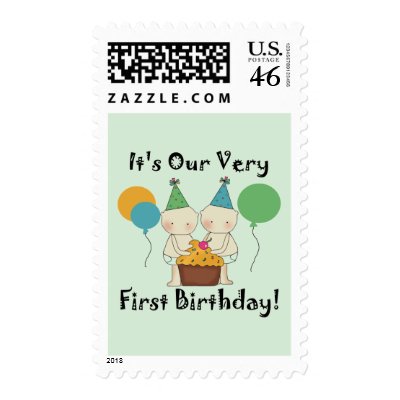 Babies  Birthday Present on Twin Babies 1st Birthday Tshirts And Gifts Stamps By Kids Birthdays