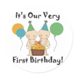 Twin Babies 1st Birthday Tshirts and Gifts stickers