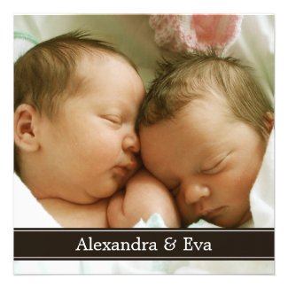 Twin Babies Photo Birth Announcement