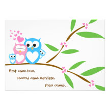 Twin Baby Boy Owl Baby Shower Invitation