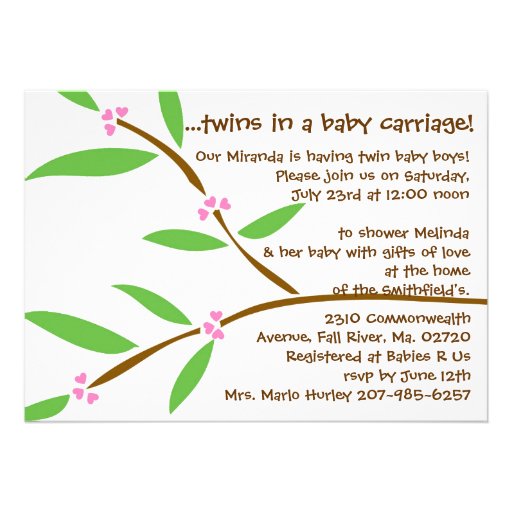 Twin Baby Boy Owl Baby Shower Invitation