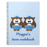 twin baby boy owl journals