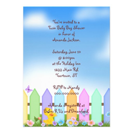 Twin Baby Boy Shower Personalized Invites