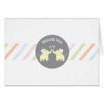 Twin Baby Elephants  |  Neutral Thank You Card cards