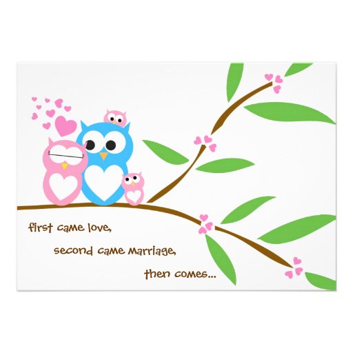 Twin Baby Girl Owl Baby Shower Invitation (front side)