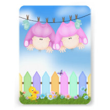 Twin Baby Girl Shower Personalized Invitation