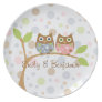 Twin Baby Owls Plate