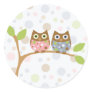 Twin Baby Owls Round Sticker