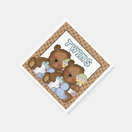 Twin baby shower boy bears paper napkins Zazzle