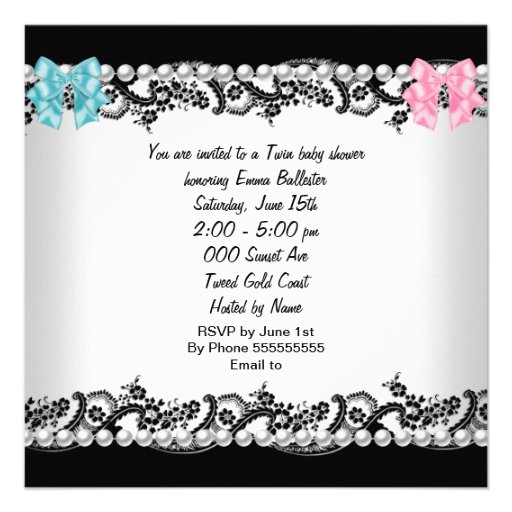 Twin Baby Shower Cute Girl Pink Boy Blue Leopard Custom Announcements
