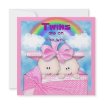 TWIN Baby Shower PINK Invitation